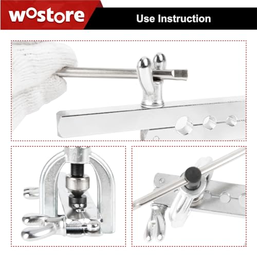 Wostore 45° Double Flaring Tool Kit, 7 Adapters with Cutter & Deburrer - size: Flaring Tool Kit