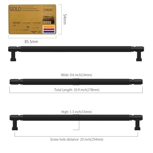 Amerdeco 10 Pack Matte Black knurled Cabinet Pulls 10" | Drawer Pulls Cabinet Hardware Kitchen Cabinet Handles for Bathroom ZH0072 - color: Matte Black, size: 10" hole center