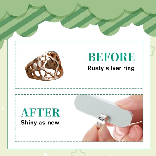 Grevosea 20 Pcs Silver Polish Sticks, Stainless Steel Scratch Remover Double-Sided Cleaning Buffing Bars for Ring Necklace Earrings Jewelry Polishing (2.4x0.78inch)