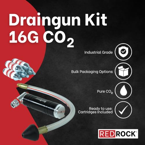 RedRock Gallo Drain Gun AC Drain Line Cleaner Tool, HVAC Air Conditioner Condensate Blaster Cleaning Kit with Flexible Hose Pipe, Includes 5 Unthreaded CO2 Cartridges