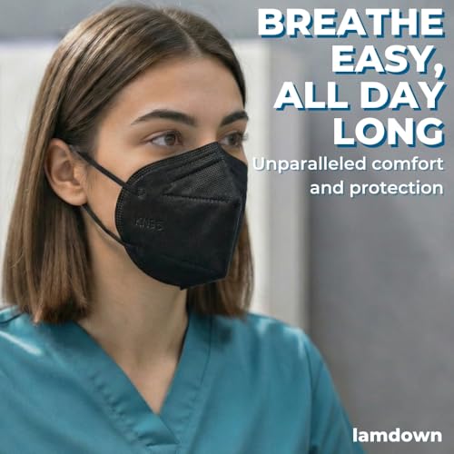 (50-Pack) KN95 Face Masks, Individually Wrapped, Premium Disposable Dust Mask, Black - color: 50 Masks (Black)