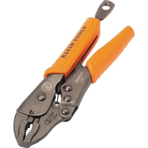 Klein Tools 38601 Curved Jaw Locking Pliers with Quick Release Handles, Intuitive Thumb Knob, High Torque, Mole Grips for Clamping and Gripping, 7-Inch - size: 7-Inch