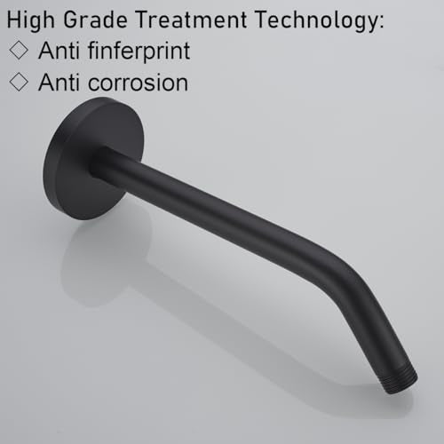 RANDOM Matte Black Shower Arm with Flange,10 Inch Rain Shower Head Extension Arm.RD91018-10-MB - color: 10″ Matte Black(Round Flange)