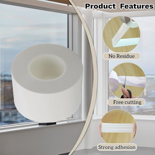 Window Insulation for Winter Weather Sealing Tape 2 Inch x 50 Yards Weather Stripping Residue Free Draft Isolation Sealing Film Tape for Shower Glass Gaps and Doors Windows - size: 2 IN - 50 Yards White