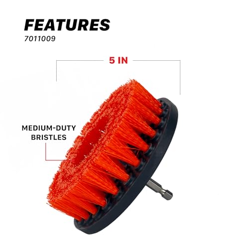 Maxshine 5" Universal M8 Medium-Duty Drill Brush for Upholstery & Carpet – Power Scrubber Attachment for Car Detailing, Fabric & Home Cleaning – Deep Cleaner Removes Stains & Grime - size: 5" Medium-Duty Drill Brush