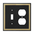 Pearled Frame Decorative Wall Plate Switch Plate Outlet Cover (Toggle/Duplex, Black & Dark Golden) - style: Toggle/Duplex