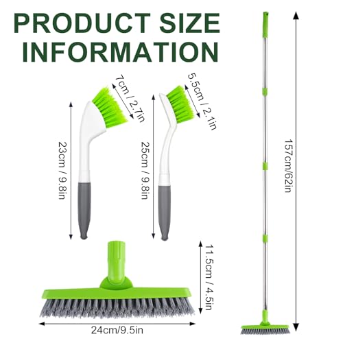 Grout Brush with Long Handle & Groove Gap Scrub Brush, Grout Cleaning Brush,V-Shape Grout Scrub Brush,Grout Cleaner Brush for Bathroom,Tile,Baseboard, Kitchen, Space Window Track, Corner