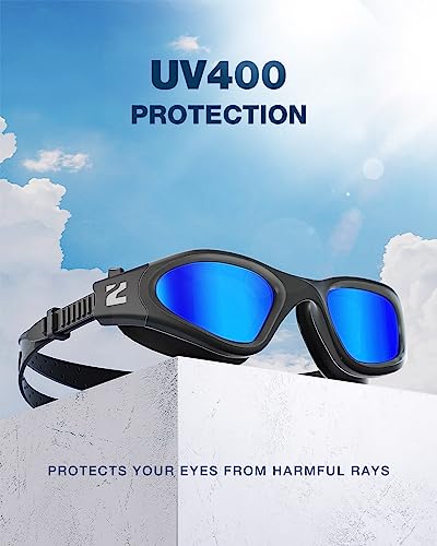 ZIONOR Swim Goggles, G1 SE Swimming Goggles Anti-Fog for Adult Men Women - color: B0-blue Lens Allblack Frame