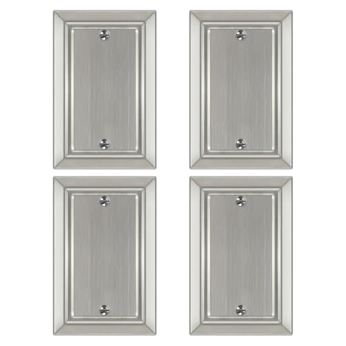 Metal Wall Plate for Electrical Outlets, Applicable to Single Blank, 4 Pack - size: single Blank