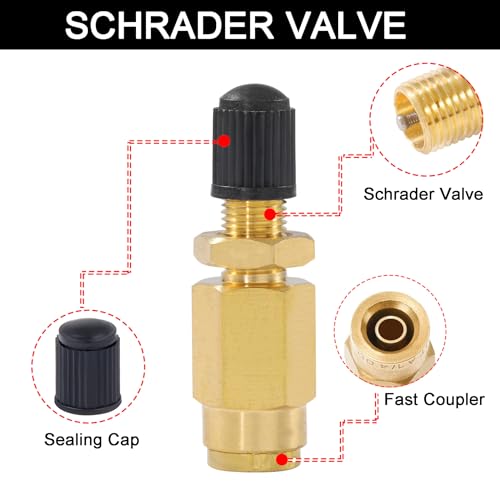 1/4" Inflation Schrader Valve with Push to Connect for 1/4" OD Air Line Tubing and Air Spring Suspension for Semi Truck Trailer Tractor (2PCS 1/4" Inflation Schrader Valve) - size: 2PCS 1/4" Inflation Schrader Valve