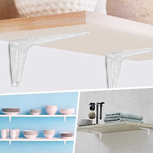 12pcs 5 Inch Shelf Brackets, Heavy Duty L Bracket, White - size: 4x5 Inch-White