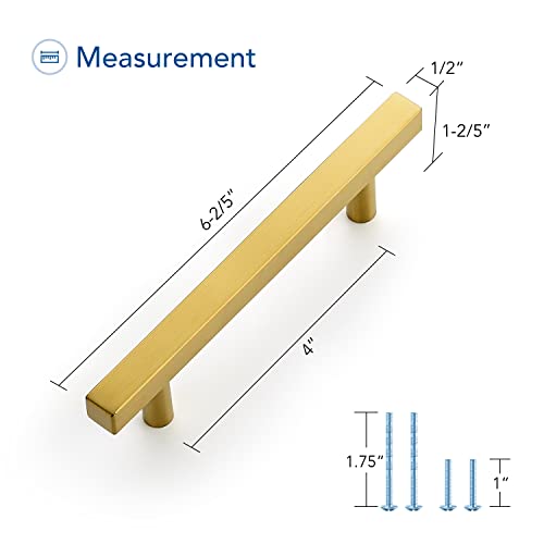 Ravinte Gold Cabinet Handles 4 Inch 10 Pack, Square Cabinet Pulls - size: 4 Inch Hole Centers