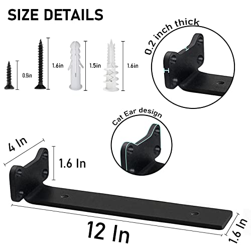 Shelf Brackets Heavy Duty Industrial L Shelf Bracket - 0.2 Inch Thick Premium Solid Steel Shelf Supports, Black Rustic Wall Brackets for Shelves - 12 Inch Floating Shelves Hardware (6 Pack) - size: 12 Inch-6 Pack