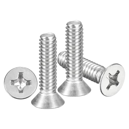 METALLIXITY 1/4"-20x1 Phillips Flat Head Bolts 304 Silver 30Pcs - color: Silver, size: 1/4"-20x1"