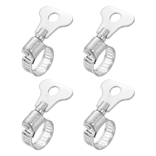 HARFINGTON 4pcs Hose Clamps 0.4"-0.6" (10-16mm) Adjustable 304 Stainless Steel Worm Gear Hose Clamps Assortment Kit for Plumbing Dryer Vent Automotive Dust Collector - size: 10-16mm