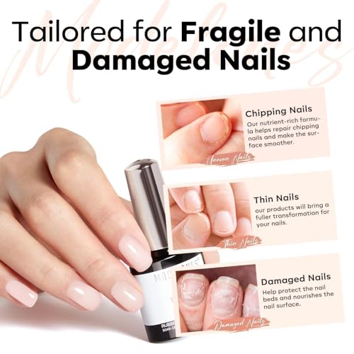 modelones Rubber Builder Nail Gel Base Coat, Jelly Nude Translucent Builder Base Nail Gel Thickening Strengthening Building Apex for Beginner DIY Salon at Home - color: Rubber Base Coat Nude Pink
