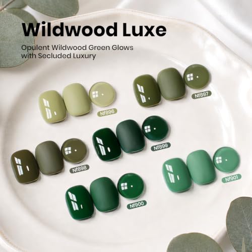 beetles Green Gel Polish Set, 6 Olive Sage Forest Green Colors Gel - color: H - Creme | Wildwood Luxe