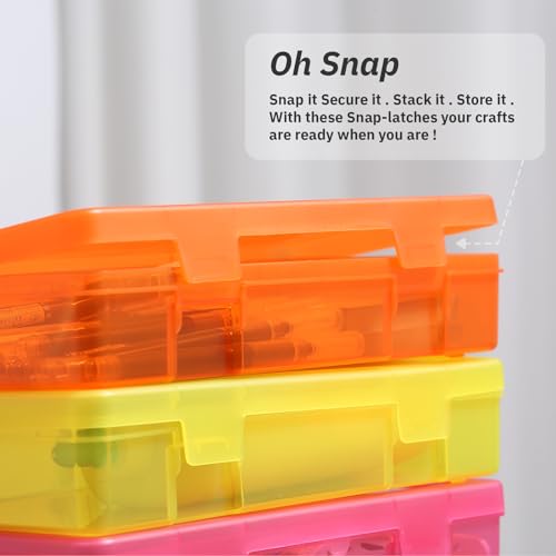 novelinks Small Plastic Storage Containers with Lids and Clear Pencil Box - color: 9 Pack Medium -Color