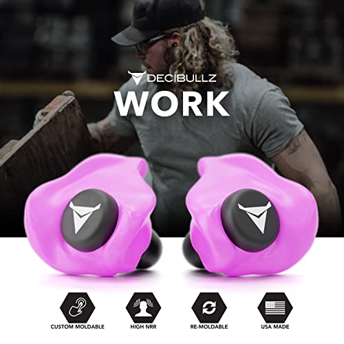 Decibullz Custom Molded Ear Plugs, 31dB NRR Shooting Ear Protection (Pink) - color: Pink