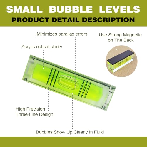 4-Pack Magnetic Mini Bubble Levels, 52 mm, Three-Line Vials