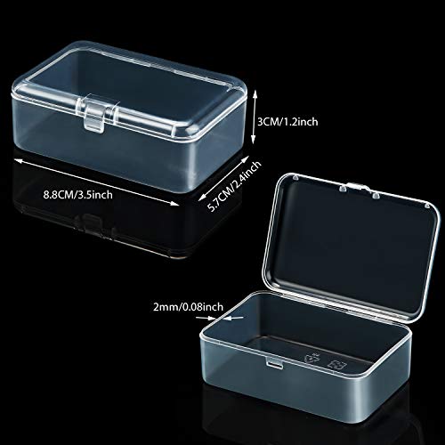 SATINIOR 24 Packs Small Clear Plastic Beads Storage Containers Box with Hinged Lid for Storage of Small Items, Crafts, Jewelry, Hardware (3.5 x 2.4 x1.2 in) - size: 3.5 x 2.4 x1.2 in