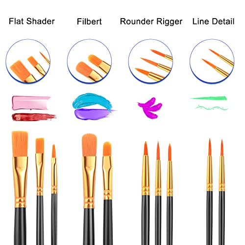 ESRICH 80PCS Paint Brushes, Paint Brush for Acrylic Painting - color: Black, size: 80