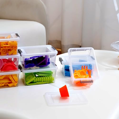 Citylife 20Packs 1.3Qt Small Storage Bins with Lids,Stackable Clear - color: Clear White, size: 1.3 QT(20 Pack)