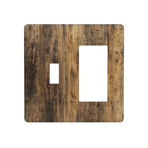 Vintage Brown Wood Texture Natural Wood Grain Outlet Covers 1 Toggle 1 Rocker Combination Decorative Wall Plate Electrical Switch Plates Light Switch Cover Plate for Farmhouse Home Decor - color: Vintage Brown Wood Texture Natural Wood Grain, size: 1 Togg