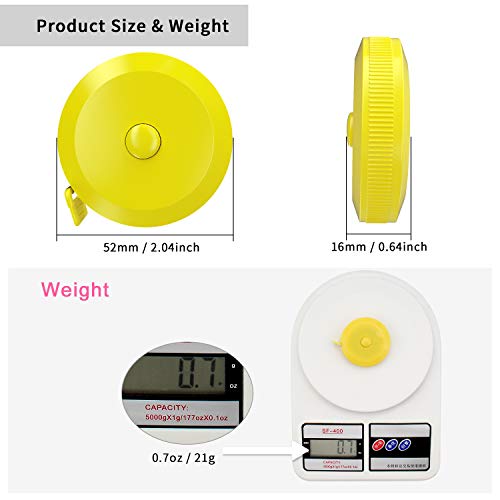 DiCUNO 3-Pack Soft Retractable Measuring Tape, 60-Inch 1.5 Meter, Yellow - color: Yellow*3pcs