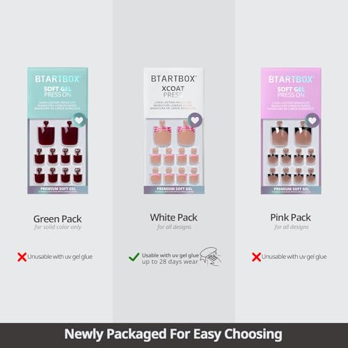 BTArtbox Press On Toenails, Honey Trap, Short Squoval, Pink Chrome, 32Ct - color: I-Honey Trap