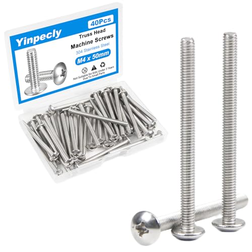 40Pcs M4 x 50mm Truss Head Machine Screws for Cabinet Pull - size: M4 x 50mm