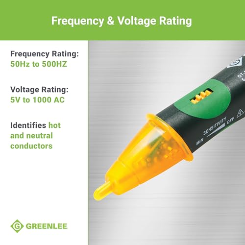 Greenlee GT-16 Adjustable Non-Contact Voltage Detector, 5V - 1000V AC,Green, Greens