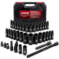 LLNDEI 1/2" Drive Deep Impact Socket Set 37Pcs SAE/Metric CR-MO - size: 37-Piece 1/2" Drive Socket Set SAE & Metric