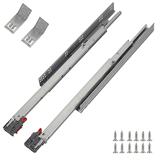 Full Extension Undermount Drawer Slides 18 inch (1 Pair), Soft Close Concealed Drawer Runners, Come with Mounting Screws and Brackets - size: 18 Inch