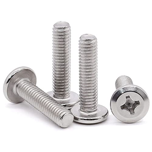 Glvaner (50 pcs) M4-0.7 x 30mm Binding Screws, Flat Round Head Phillips Drive Machine Screw 304 Stainless Steel 18-8 Full Thread, Furniture Screw Connection Bolt Screw - size: M4-0.7 x 30mm