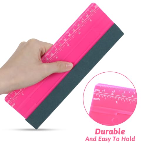 Wallpaper Smoothing Tool, Professional Vinyl Squeegee with Ruler | Felt Squeegee for Vinyl Decals Sticker Paper Wallpaper Window Film Tools (Pink, 8inch) - size: 8inch