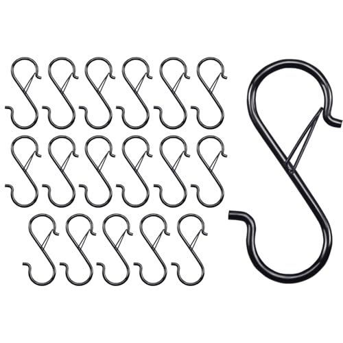 3.5in Heavy Duty S Hooks for Hanging, Safety Buckle Metal Hooks, 18 Pack - size: 18PCS