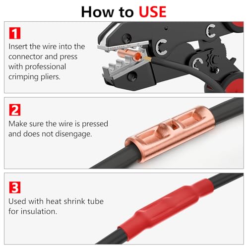 BAALA 20 PCS 8 Gauge Non-Insulated Butt Connectors Kit Bare Copper, 20PCS Seamless Barrel Crimp Butt Splice Connector Wire Connectors with 20PCS 3:1 Heat Shrink Tubes - color: Bare Copper