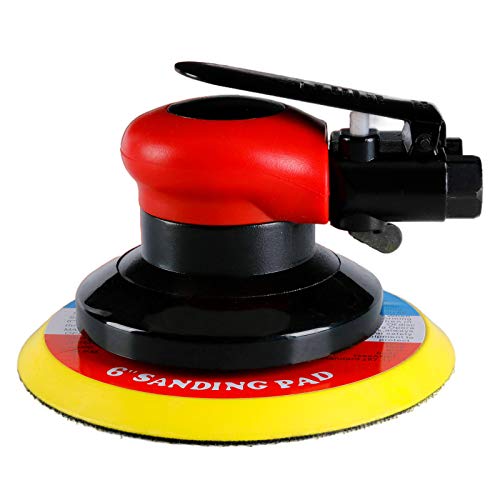 Professional Air Random Orbital Sander, Heavy Duty Dual Action Pneumatic Palm Sander (6 inch, Red) - color: Red, size: 6 inch