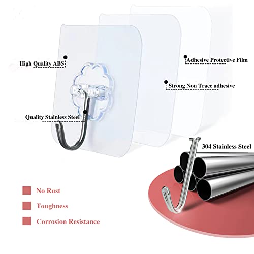 DDMY Clear Adhesive Hooks Heavy Duty Walls Hook 36 Pack for Hanging - color: Transparent, size: 36 Pieces