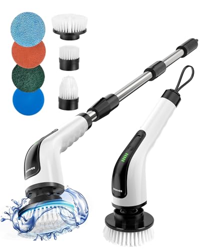 Electric Spin Scrubber, Power Shower Cleaning Brush with Long Handle