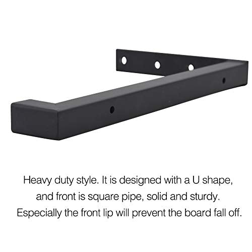 OVOV 6 Pack Heavy Duty Shelf Brackets Wall Mounted Industrial Farmhouse Floating Shelf Brackets with Lip (Black 12") - color: Black, size: 12 Inch
