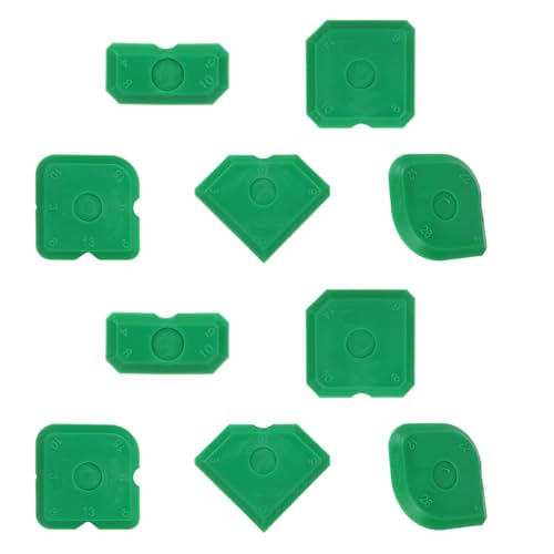 Tinoaly 10pcs Silicone Caulking Tool Kit, Caulk Remover Tool Portable Sealant Scraper Reusable Grout Scraper for Kitchen Bathroom Floor (Green) - color: Green