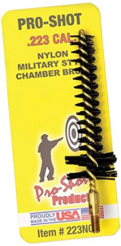 Pro-Shot Products Chamber Brushes: Bronze/Nylon/Stainless, Brass Core, Dual-Diameter & Standard Designs, Star/Locking Lug Recess Compatible, Solvent-Safe, Made in USA - size: .223 CAL (Nylon)