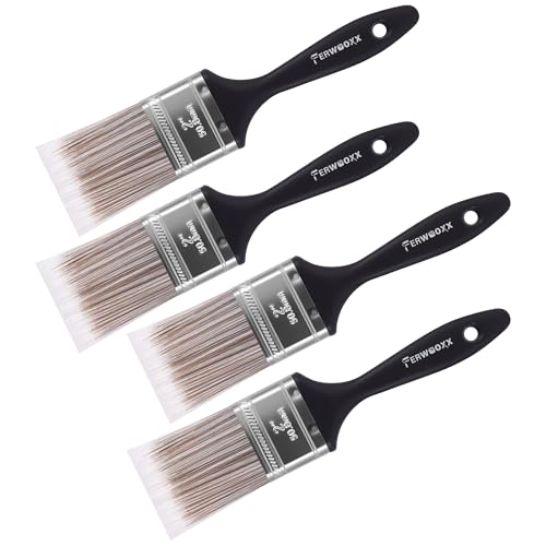 Paint Brushes - 2 Inch Flat and Angle Paint Brush for All Latex and Oil Paints & Stains Paintbrush for Varnish, Paste, Gesso and Limewash(4 Packs) - size: 4 packs