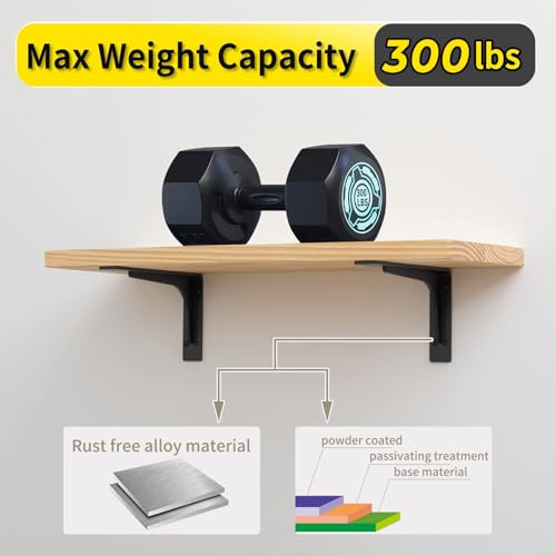 6 INCHx 4 INCH (with Brace Shelf Support Bracket Heavy Duty, L Shelf Brackets ,max Load 300lbs, , Metal Brackets for Shelves, Counter Bracket ,Corner Brace,Pack of 4. - size: 6" x 4" (With Brace)