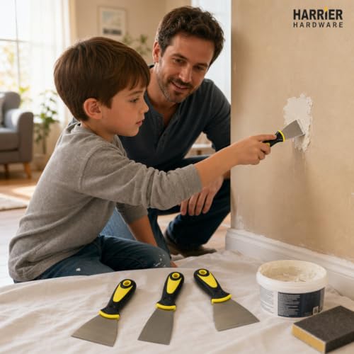Harrier Hardware 4-Pack Soft Grip Putty Scraper 1.5" Flexible Blade