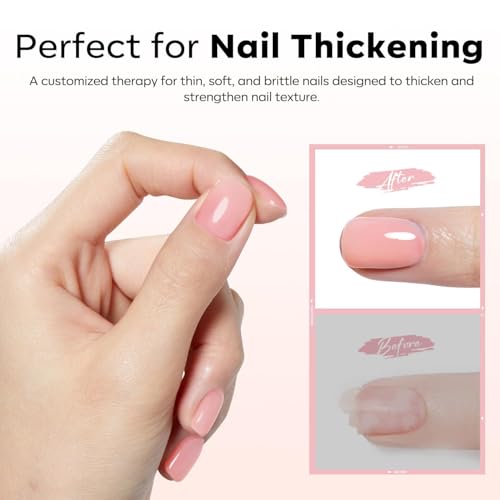 modelones Builder Rubber Gel Base Coat for Nails, Jelly Pink Rubber Base Gel Nail Polish for Strengthen Apex Building Extension Protect Weak Nails Long Last U V Manicure Gift for Women - color: Rubber Base Coat Bubble Pink