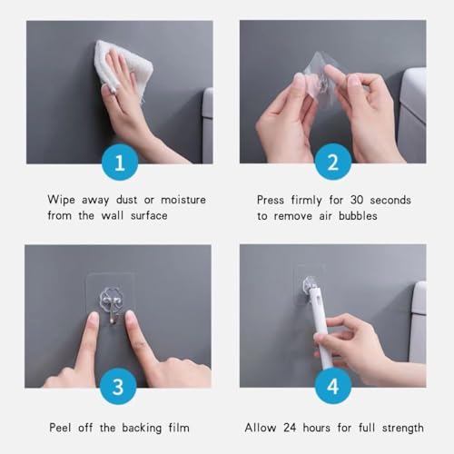 Adhesive Wall Hook, Set Heavy-Duty Thickened self-Adhesive Hook，16Pcs，33lb max Loading，Transparent, Waterproof, Bathroom, Outdoor, Kitchen, Doors, Practical Tools. - size: 2.3″*2.3″ 33lb max