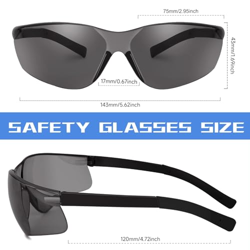 Tinted Safety Glasses Bulk of 50, ANSI Z87.1 Eye Protection Goggles | Anti-Impact, Anti-Scratch, Lightweight Polycarbonate Lenes, Bulk Safety Glasses for Woodworking, Carpentry, Road Maintenance - color: 118-50pc Grey